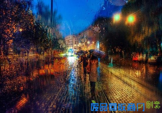 真假难辨 宛若油画般的雨天街头摄影