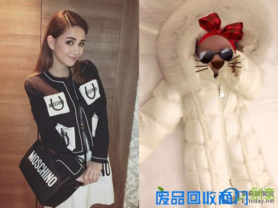 昆凌为女儿穿白色羽绒服小姑娘似雪人（图）