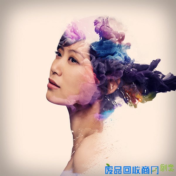 水墨摄影：美女和墨迹