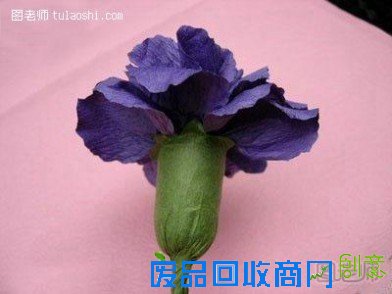 [纸花康乃馨制作]康乃馨的手工DIY教程 皱纹纸纸花制作